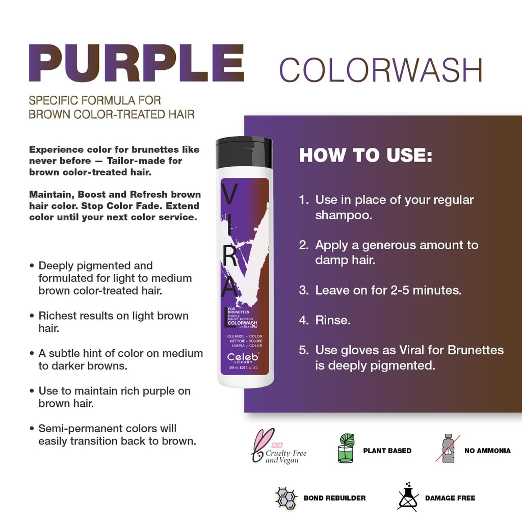 VIRAL PURPLE FOR BROWN HAIR COLORWASH - Celeb Luxury