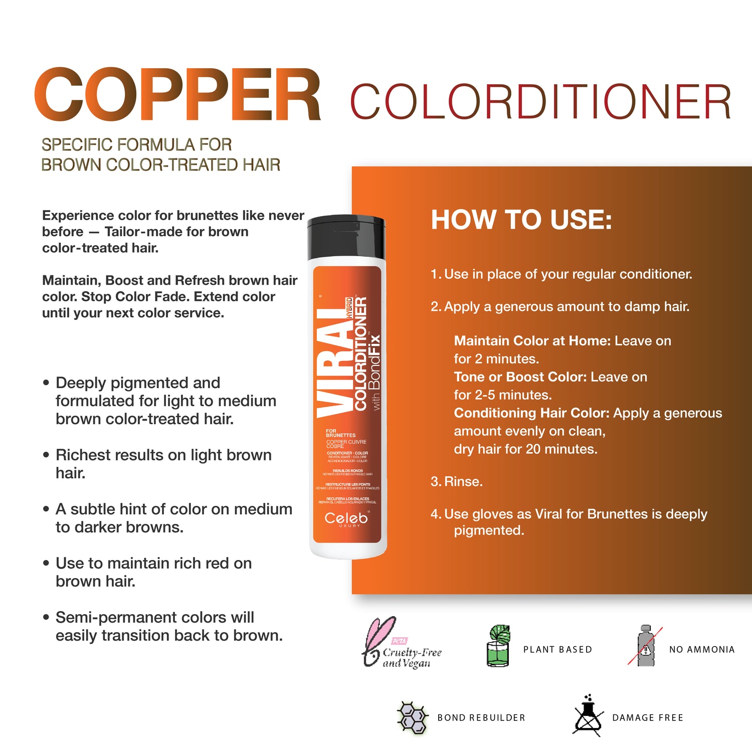 Viral Copper For Brunettes Hair Colorditioner